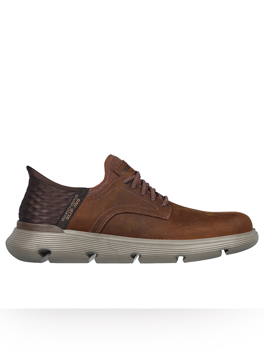 Skechers 11 Men’s Brown Leather Slip-On Memory Foam Traction Odor Control Shoes